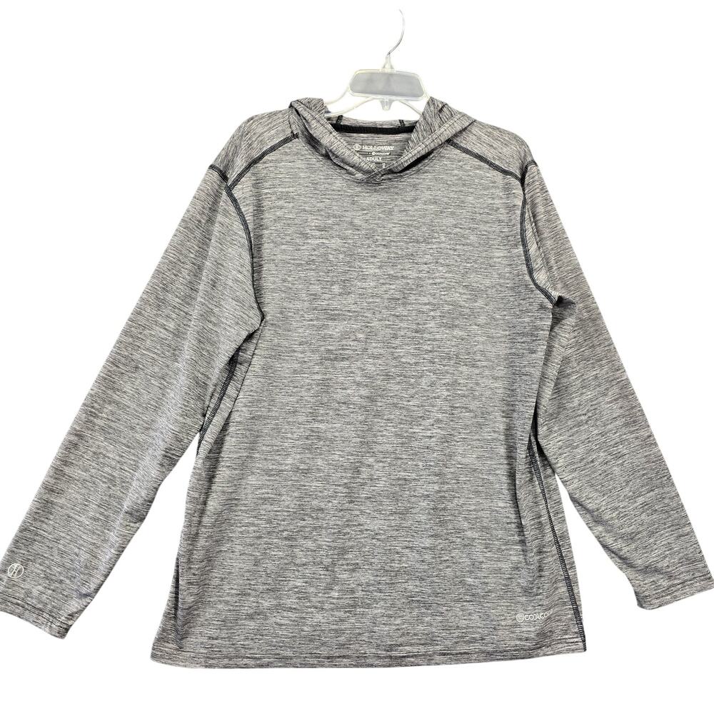 Holloway Coolcore Gray Shirt Long Sleeves Hooded Casual Lightweight Top Men's L